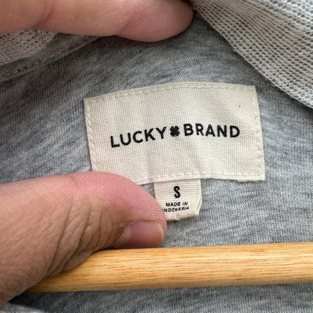 Lucky Brand‎ Hoodie Mens Small Gray Long Sleeve Lightweight Casual Fleece